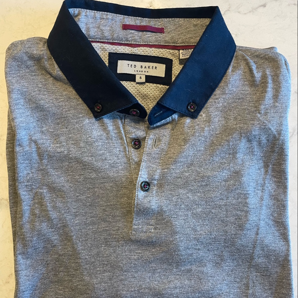 Ted Baker Jefnor Contrast Collar Polo Shirt Size 5